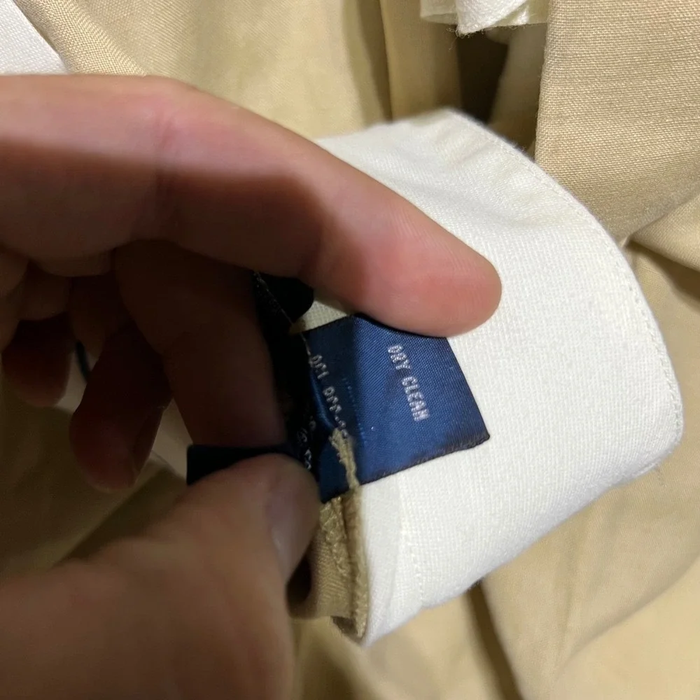 Vintage Polo Ralph Lauren Trousers Mens 44B-32 Tan Linen Silk Blend Pleated